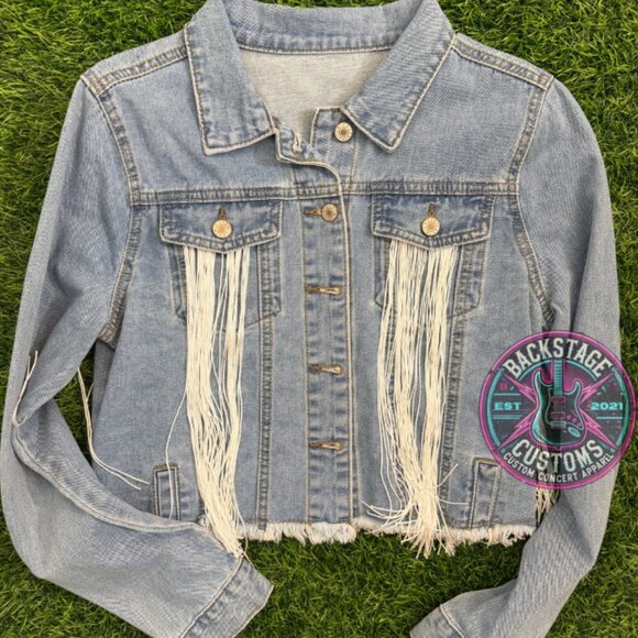 NEW Wallen Denim Jacket Fringe - Picture 4 of 5